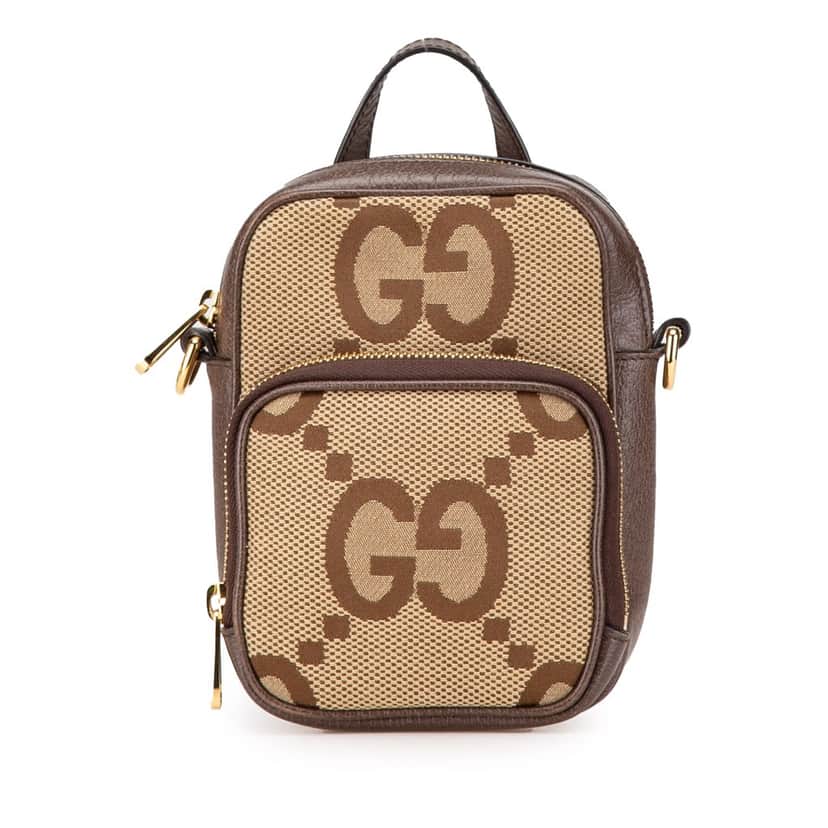 Gucci Micro Jumbo GG Canvas Web Top Handle Bag Brown Canvas Good condition - Front View
