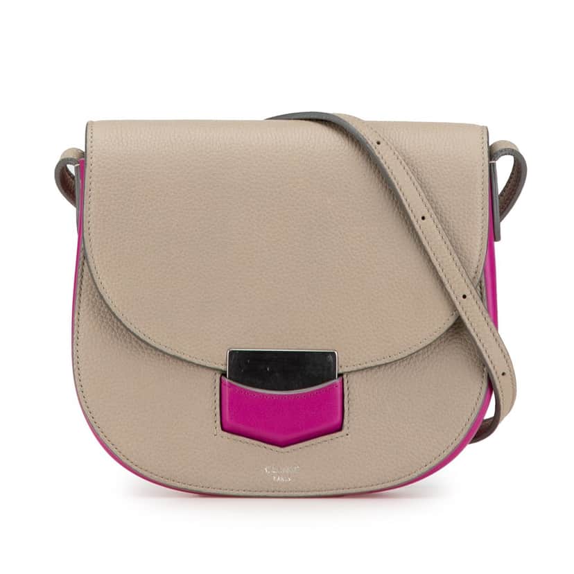 Celine Small Bicolor Leather Trotteur Crossbody Brown Leather Good condition - Front View