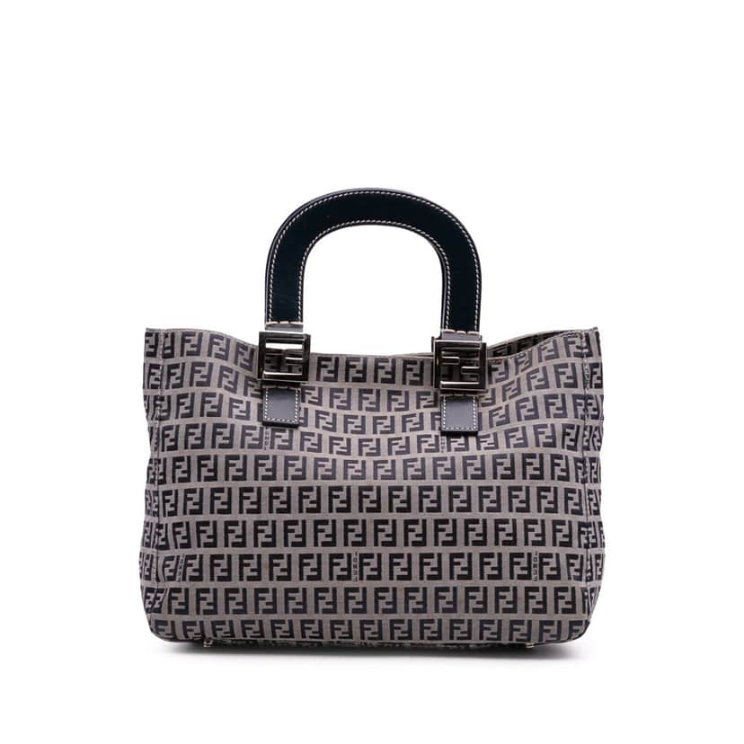 Fendi Small Zucchino Canvas Twins Tote Brown Canvas Good condition - Front View