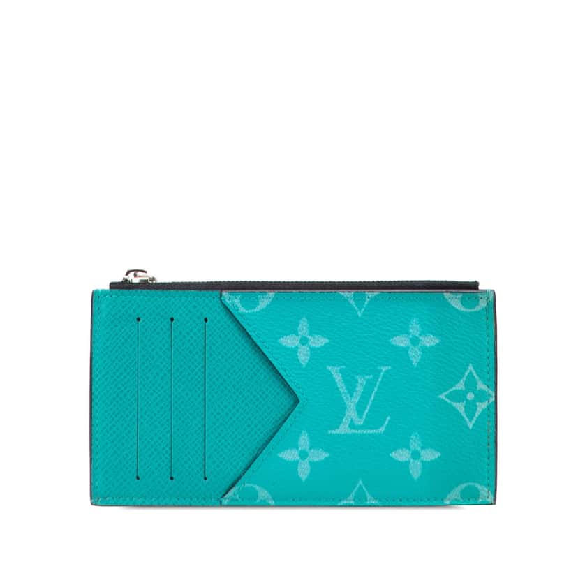 Louis Vuitton Taigarama Coin Card Holder Blue Canvas Good condition - Front View
