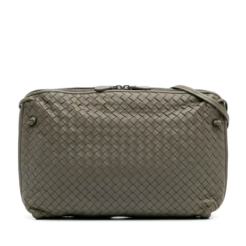 Bottega Veneta Large Nappa Intrecciato Nodini Crossbody Brown Leather Good condition - Front View