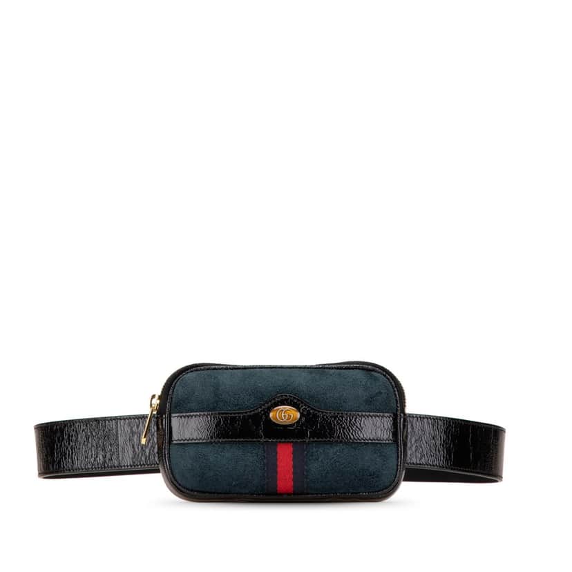 Gucci Small Suede Ophidia Belt Bag Blue Leather Good condition - Front View