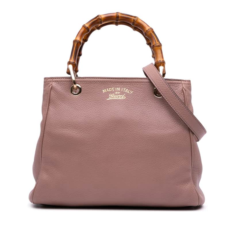Gucci Small Calfskin Bamboo Shopper Satchel Pink Leather Good condition - Front View