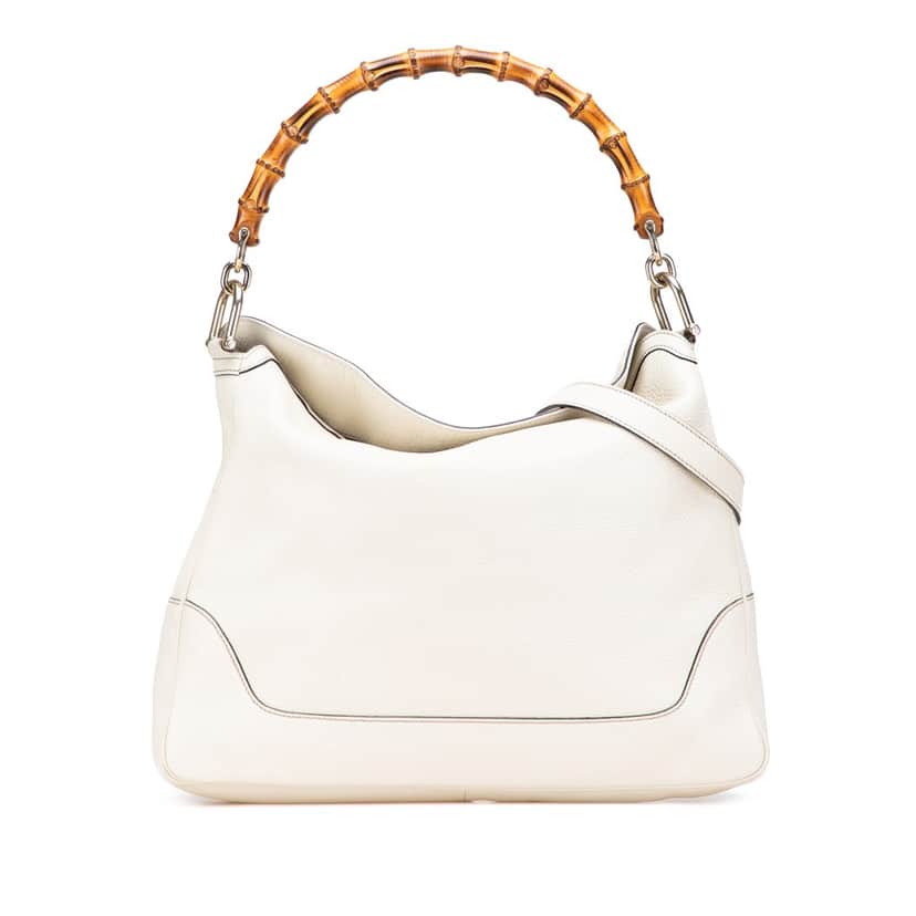 Gucci Calfskin Bamboo Diana Satchel White Leather Good condition - Front View