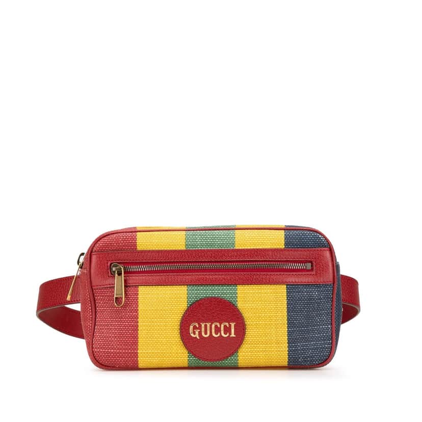 Gucci Baiadera Canvas Stripe Belt Bag Red Canvas Good condition - Front View
