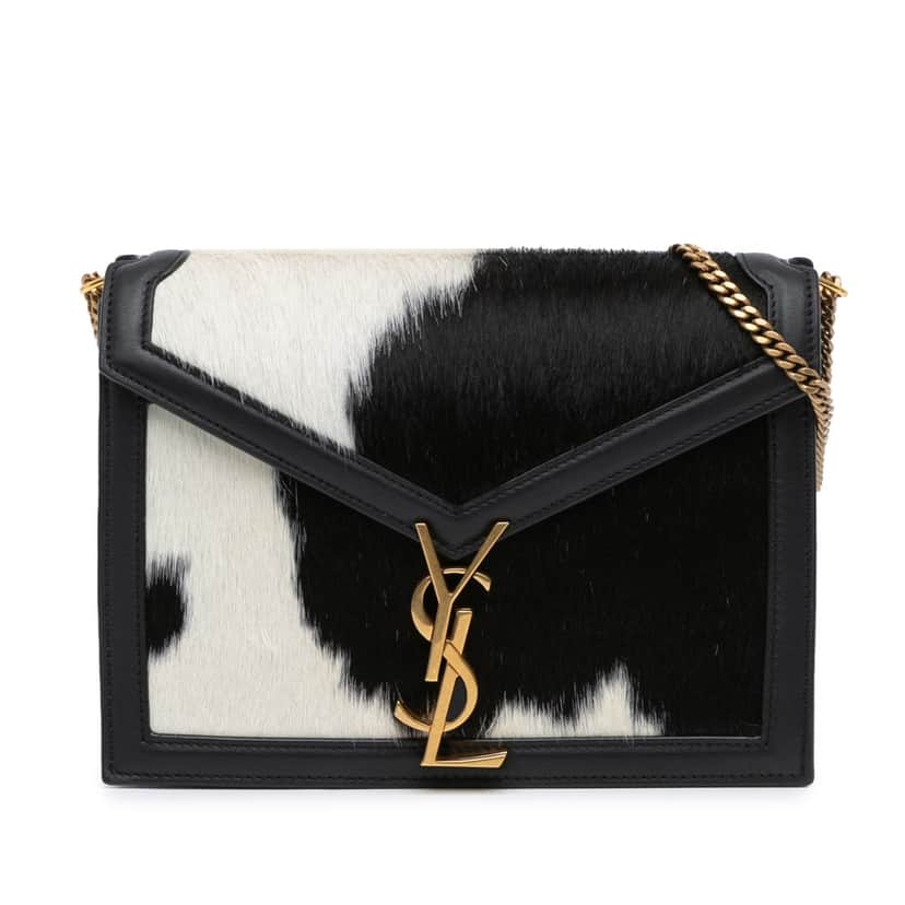 Saint Laurent Calf Hair Cassandra Crossbody Black Good condition - Front View