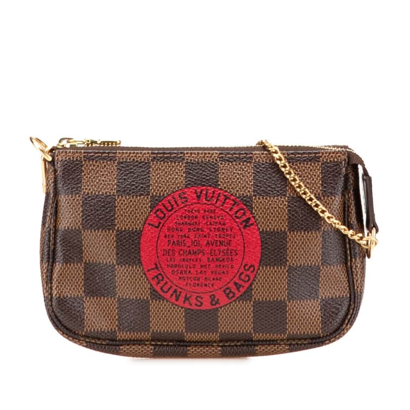 Louis Vuitton Damier Ebene Trunks and Bags Mini Pochette Accessoires Brown Canvas Very good condition - Front View