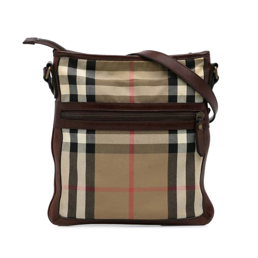 Burberry House Check Crossbody Bag Brown Canvas Fair condition - Front View
