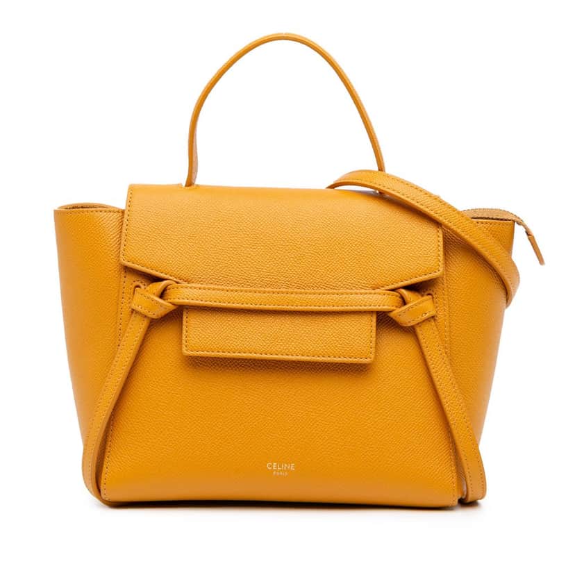 Celine Nano Grained Calfskin Belt Bag Yellow Leather Good condition - Front View