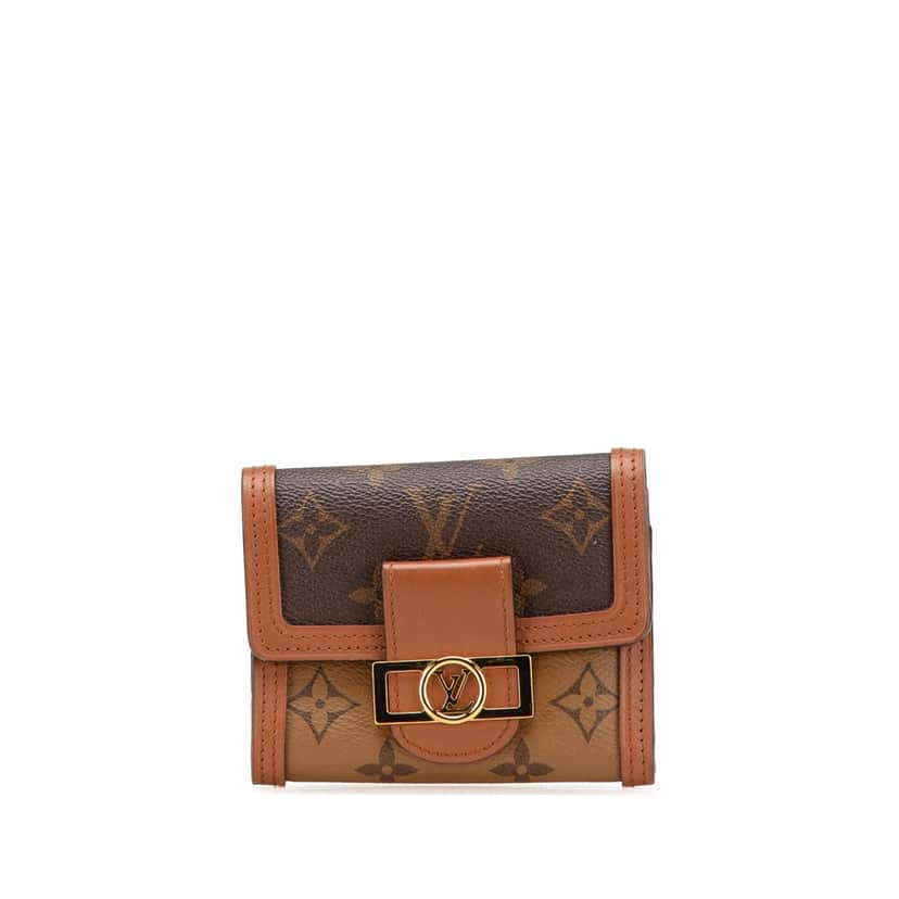Louis Vuitton Monogram Reverse Dauphine Compact Wallet Brown Canvas Good condition - Front View