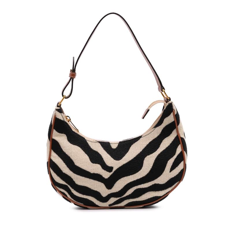 Celine Zebra Print Canvas Ava Shoulder Bag Brown Canvas Good condition - Front View