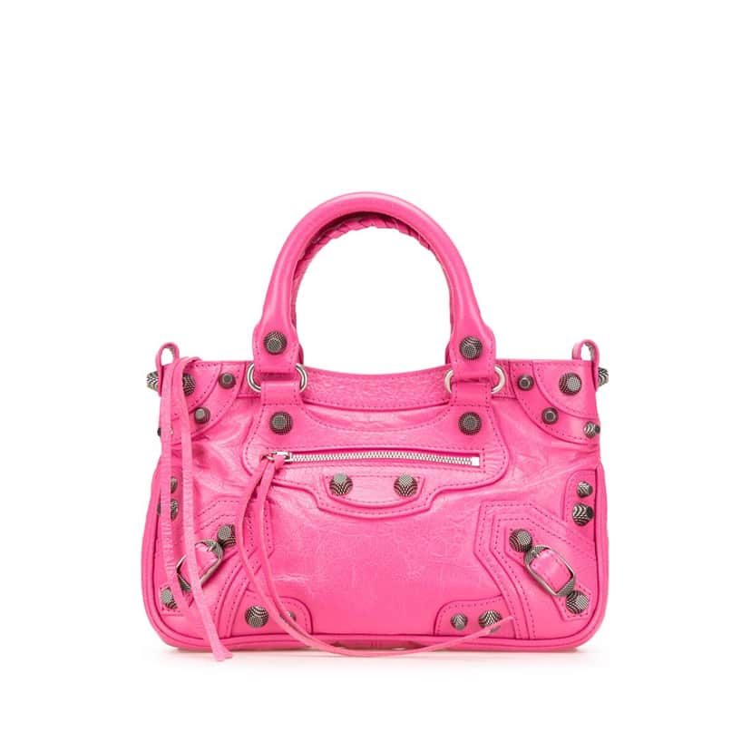 Balenciaga Small Lambskin Motocross Neo Cagole Satchel Pink Leather Good condition - Front View