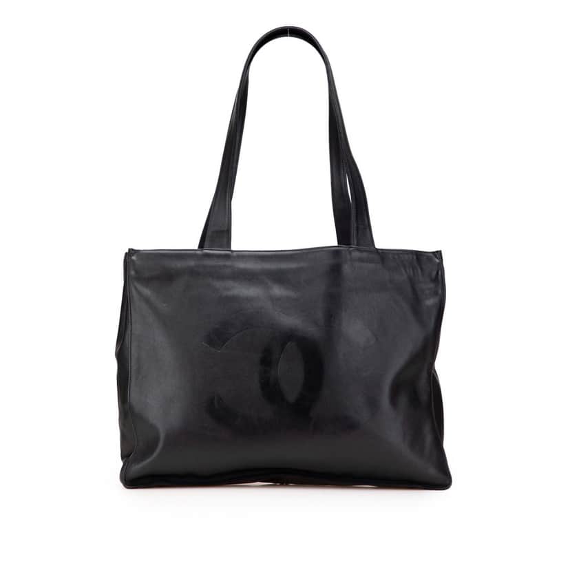 Chanel CC Lambskin Tote Black Leather Very good condition - Front View