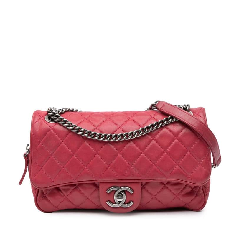 Chanel Small Quilted Iridescent Calfskin Shiva Flap Pink Leather Good condition - Front View