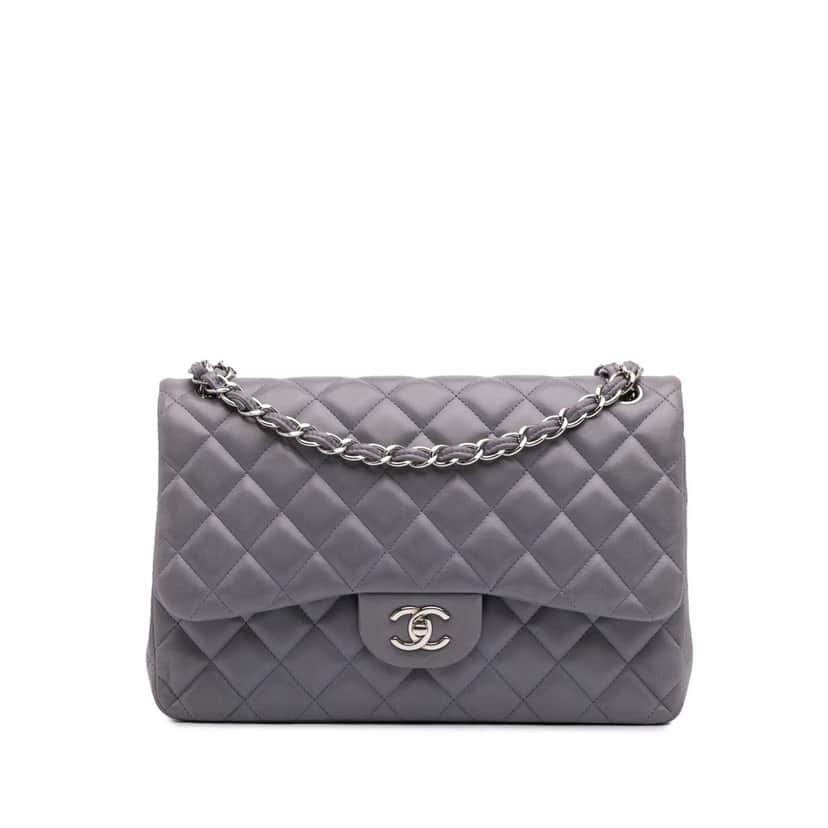 Chanel Jumbo Classic Lambskin Double Flap Purple Leather Good condition - Front View