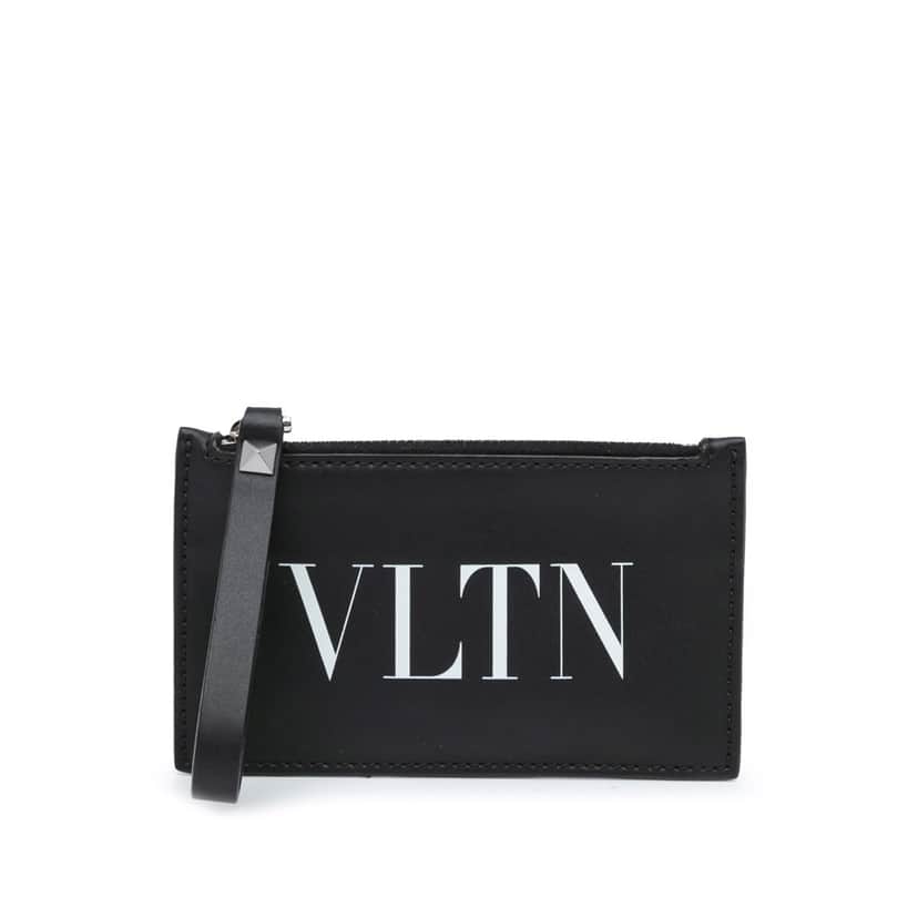 Valentino Leather VLTN Zip Card Holder Black Leather Very good condition - Front View