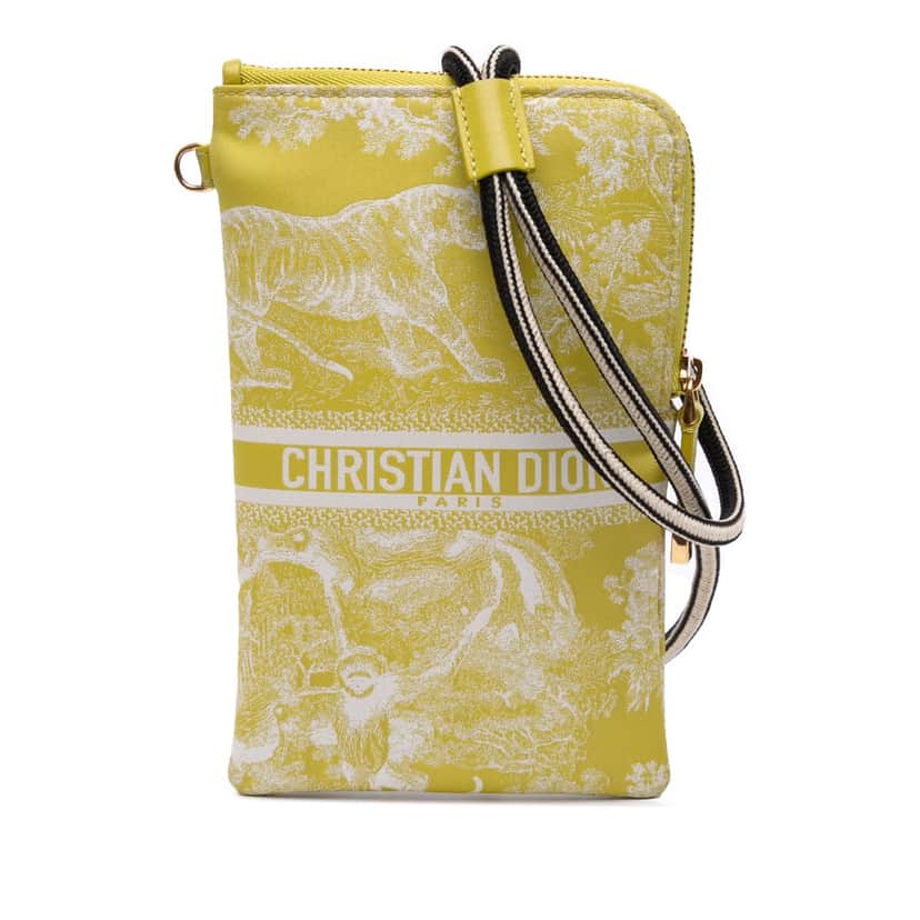 Dior Technical Fabric Embroidered Toile De Jouy DiorTravel Multifunction Pouch Yellow Good condition - Front View