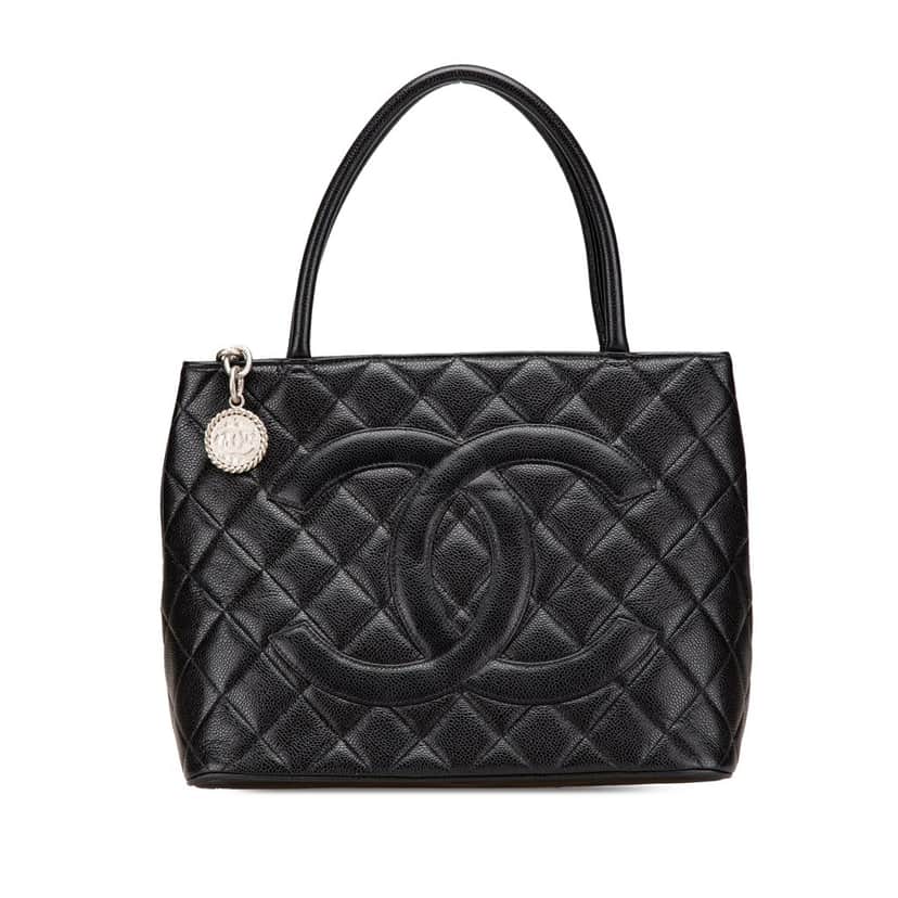 Chanel Caviar Medallion Tote Black Leather Good condition - Front View