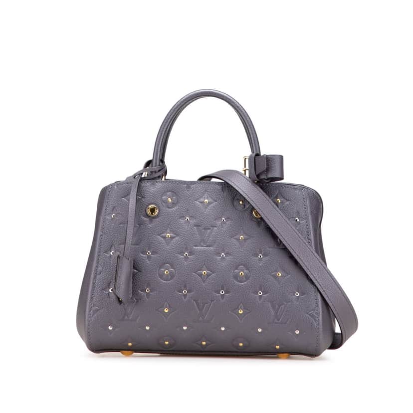 Louis Vuitton Monogram Empreinte Studded Montaigne BB Grey Leather Good condition - Front View