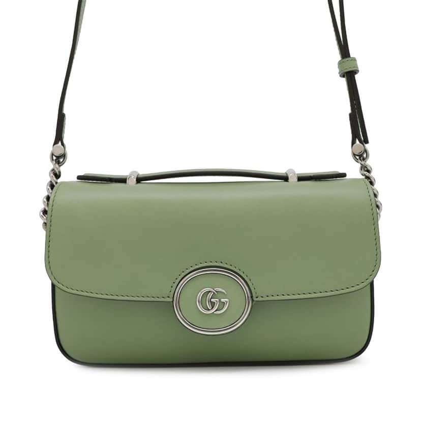 Gucci Mini Leather Petite GG Satchel Green Leather Good condition - Front View