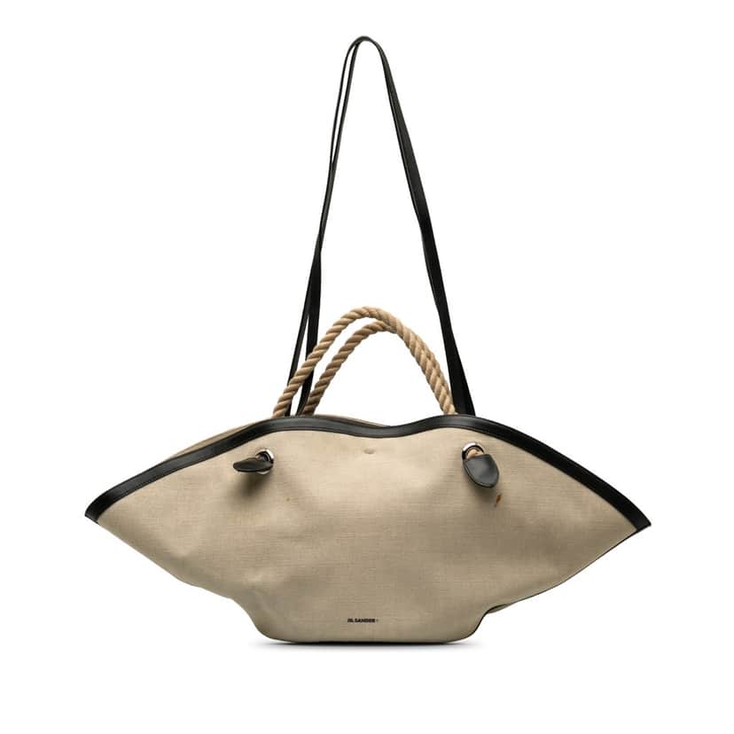 Jil Sander Canvas Sombrero Satchel Brown Canvas Very good condition - Front View