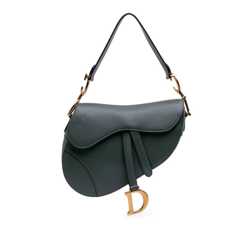 Dior Calfskin Saddle Bag Green Leather Good condition - Front View