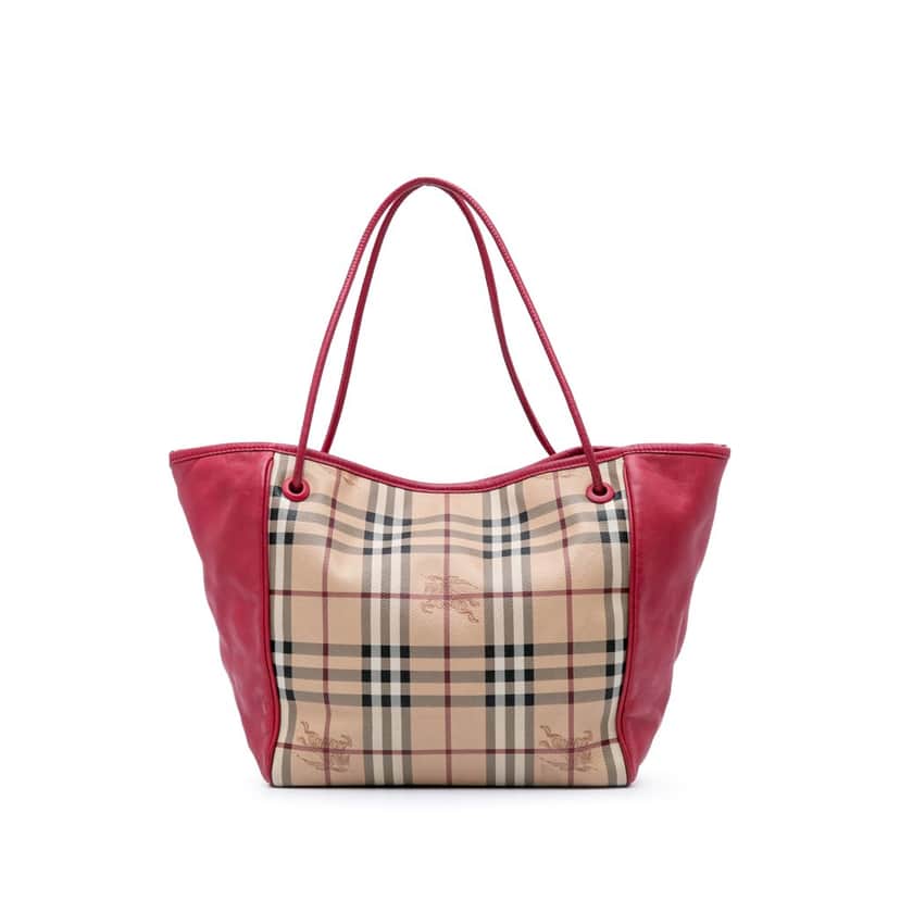 Burberry Small Haymarket Check Coated Canvas Canterbury Tote Brown Canvas Good condition - Front View