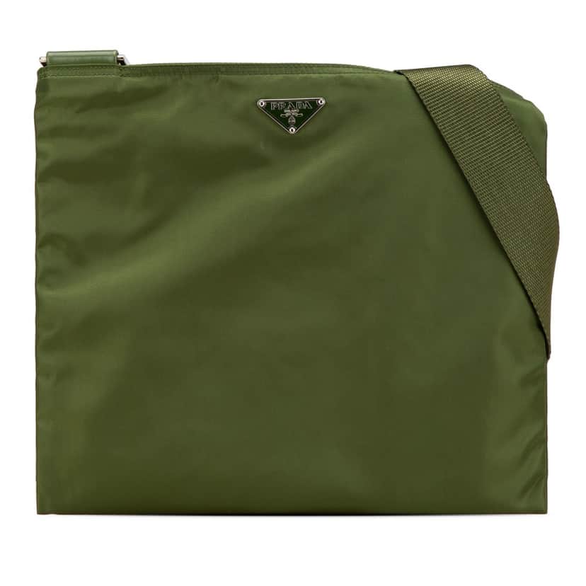 Prada Tessuto Zip Top Crossbody Green Good condition - Front View