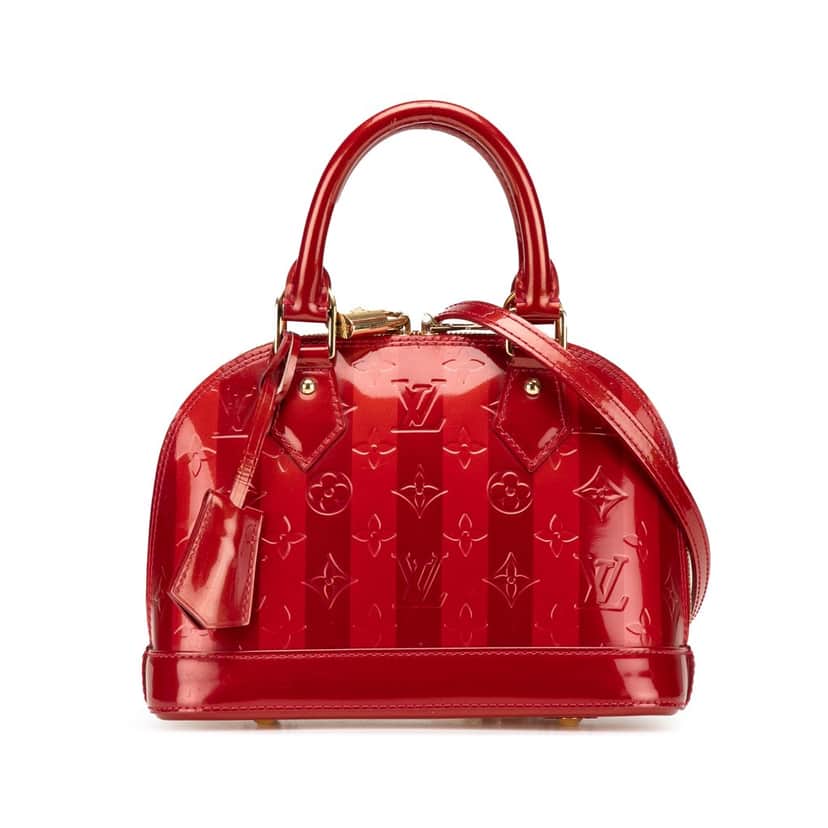 Louis Vuitton Monogram Vernis Rayures Alma BB Red Leather Good condition - Front View