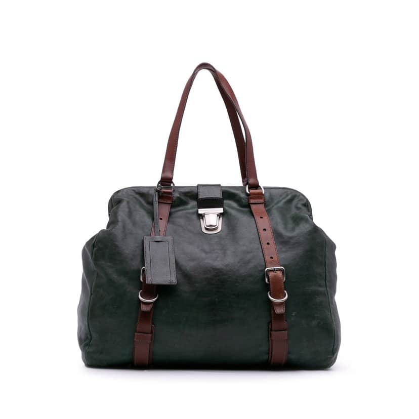 Prada Leather Travel Bag Green Leather Good condition - Front View