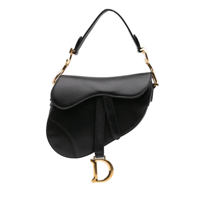 Dior Mini Ultra Matte Calfskin Saddle Bag Black Leather Good condition - Front View