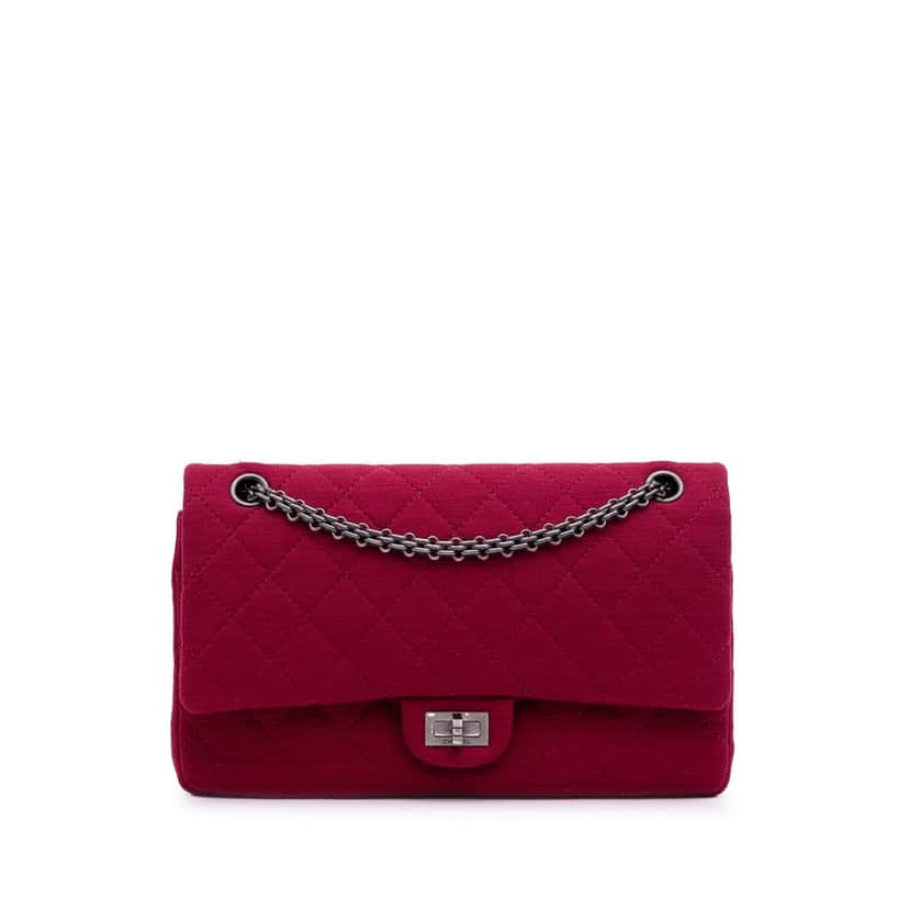 Chanel Reissue 2.55 Quilted Jersey Double Flap 226 Red Cotton Good condition - Front View