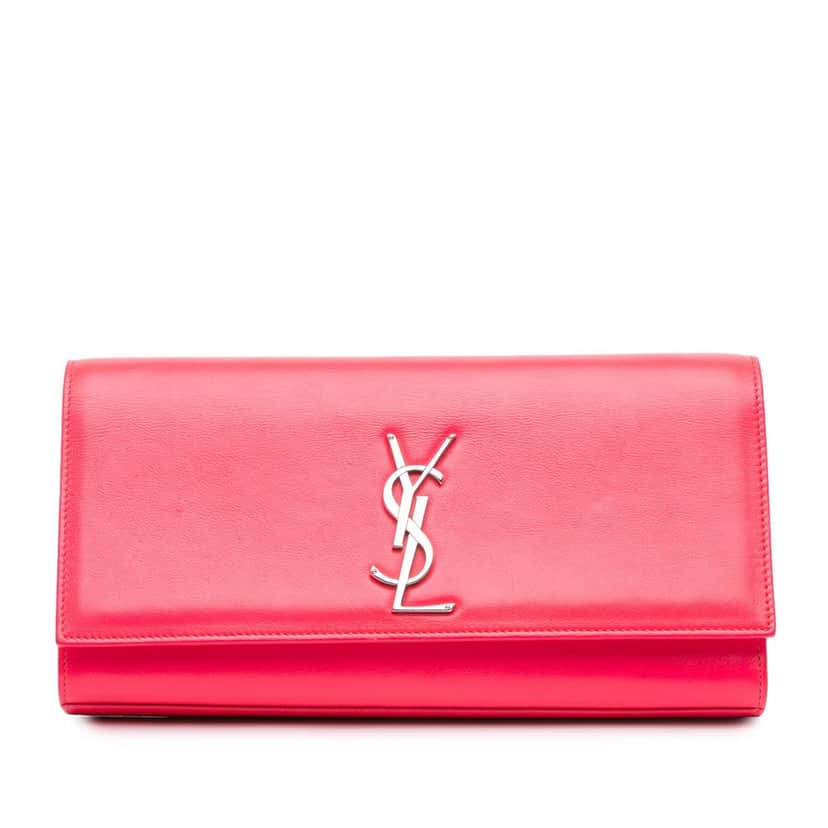 Saint Laurent Leather Cassandre Clutch Pink Leather Good condition - Front View