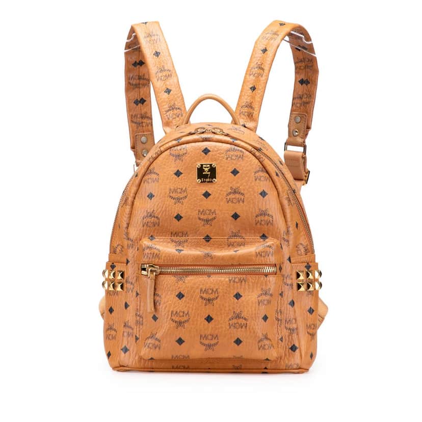 Mcm Small Visetos Coated Canvas Stark Backpack Brown Canvas Good condition - Front View