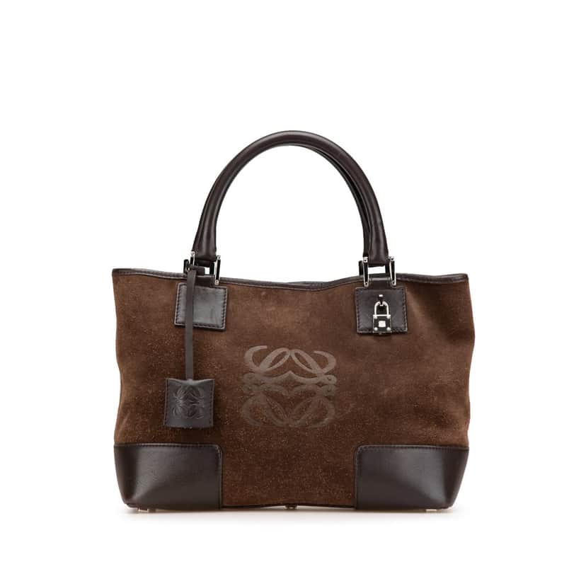 Loewe Suede Fusta 28 Tote Brown Leather Good condition - Front View