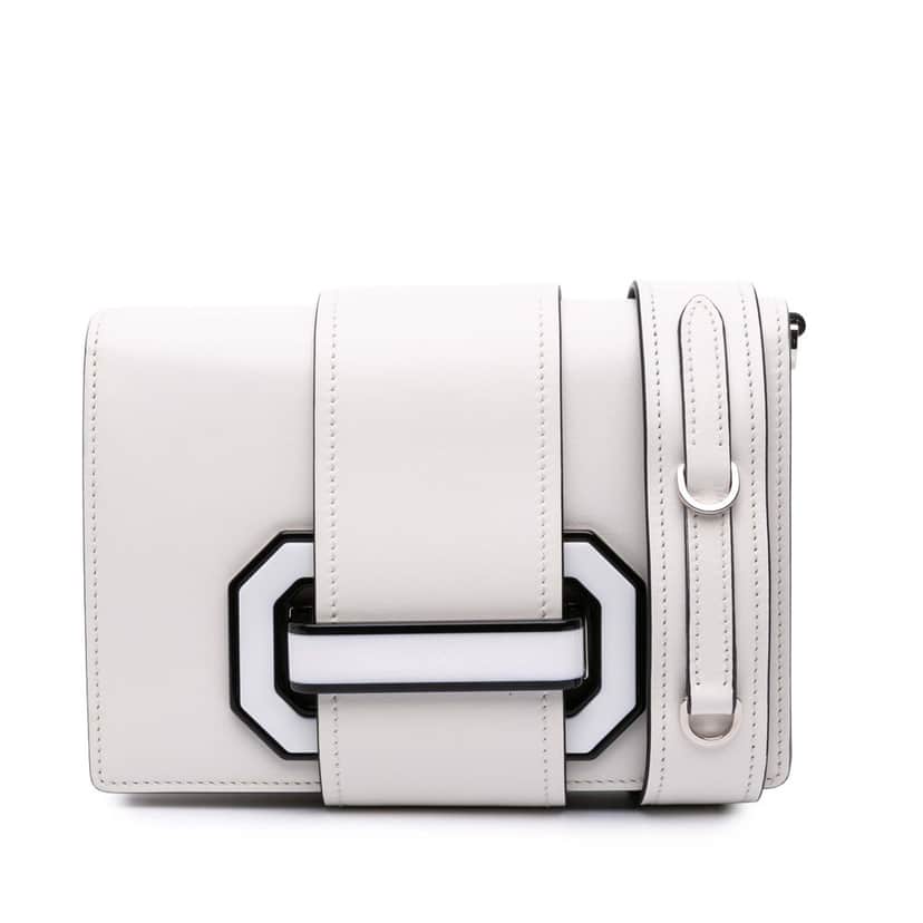 Prada City Calf Plex Ribbon Bag White Leather Good condition - Front View