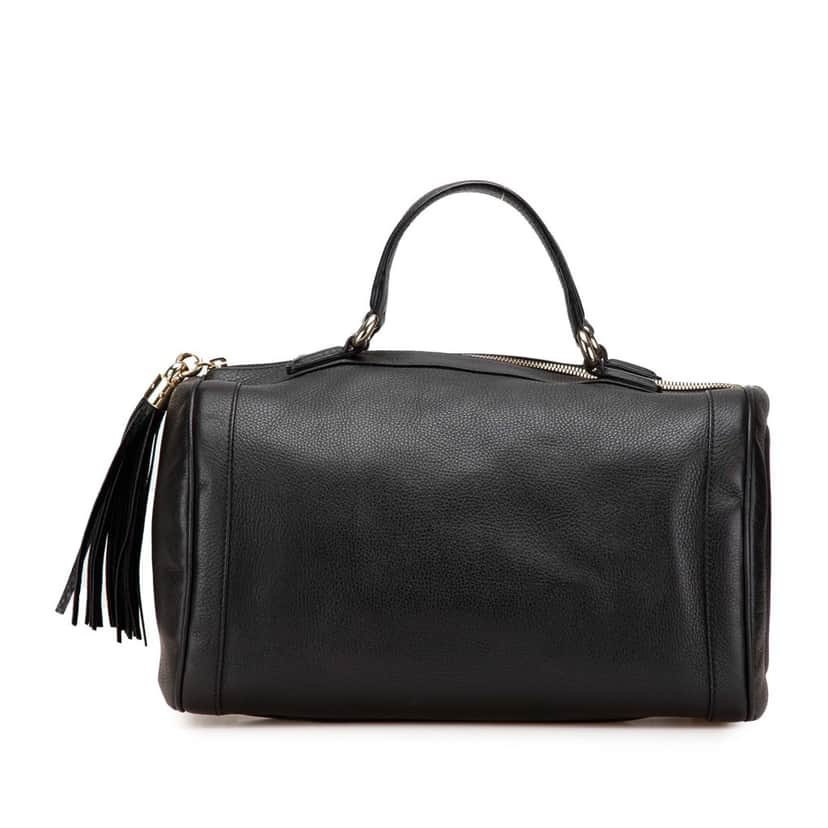 Gucci Medium Pebbled Calfskin Soho Boston Bag Black Leather Good condition - Front View