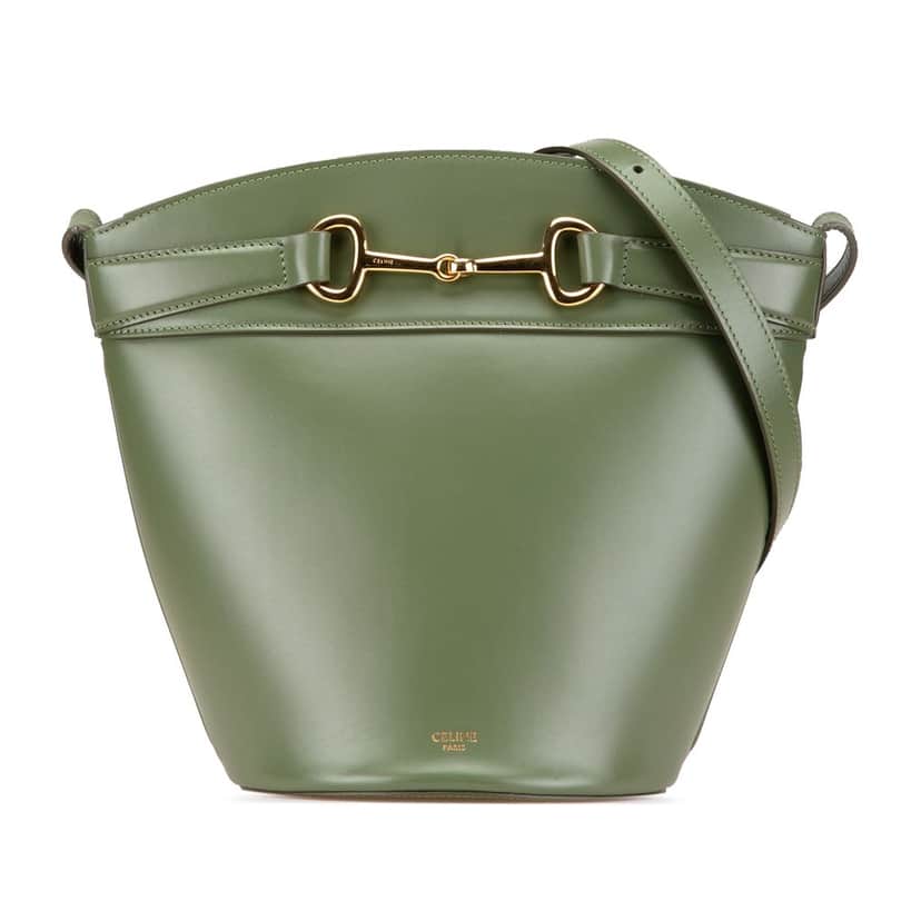 Celine Leather Crecy Bucket Bag Green Leather Good condition - Front View