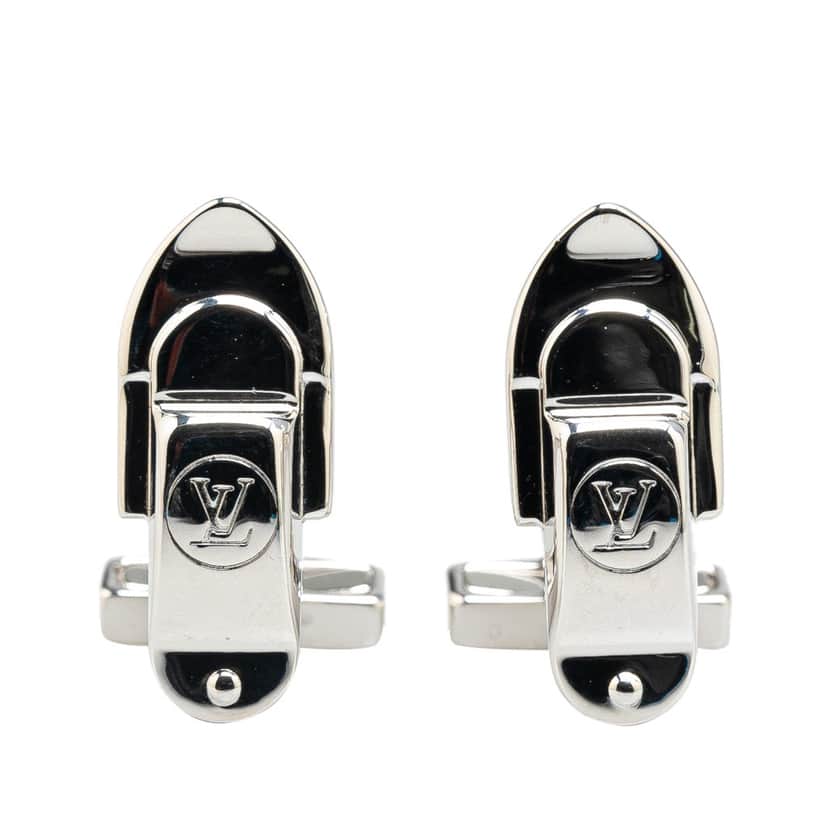 Louis Vuitton Sterling Silver Trunk Latch Cufflinks Silver Silver Good condition - Front View