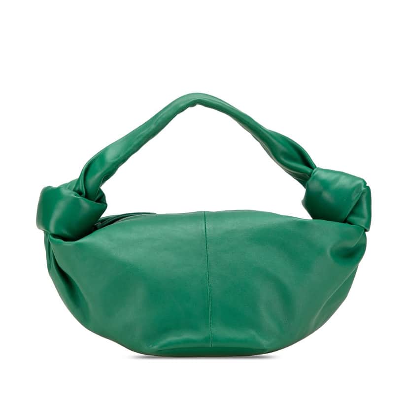 Bottega Veneta Mini Nappa Double Knot Bag Green Leather Good condition - Front View