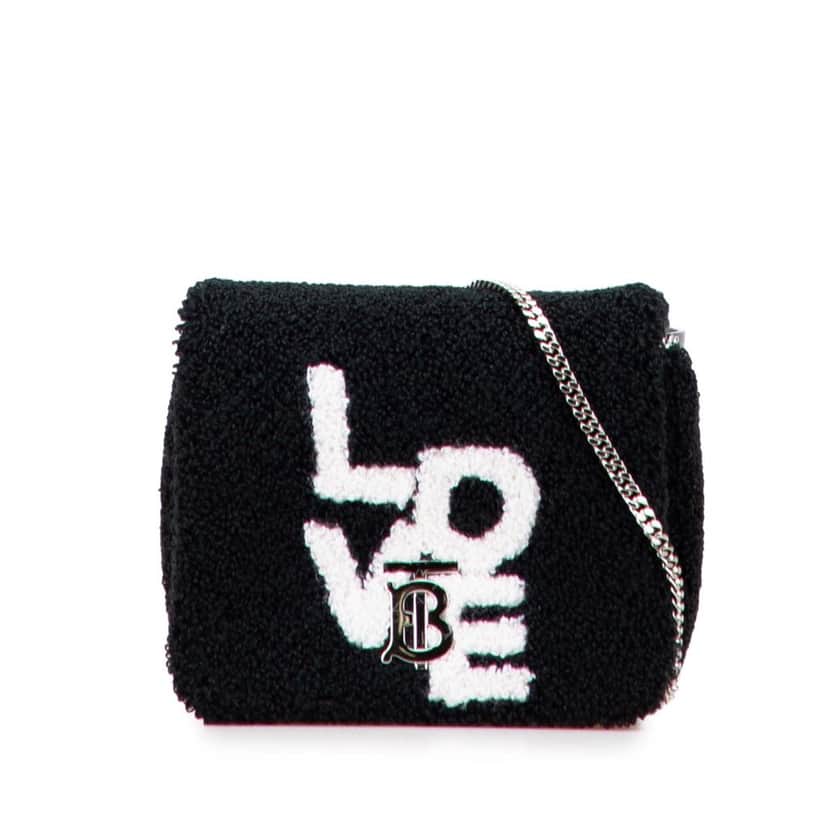 Burberry Mini Terry Cloth Lola Love Crossbody Black Cotton Very good condition - Front View