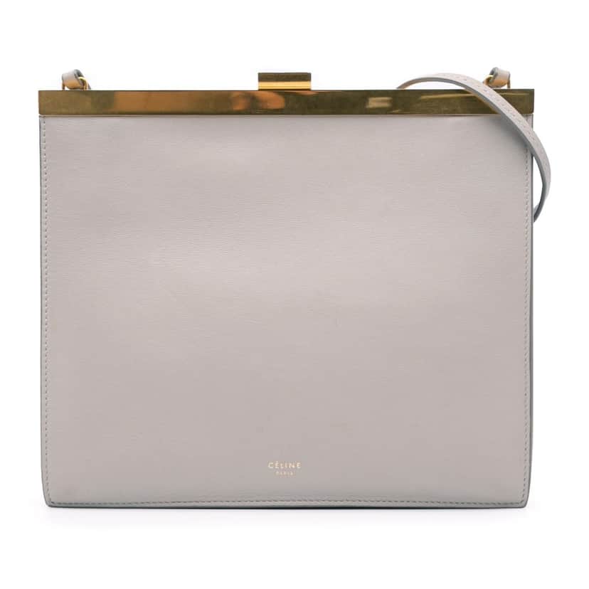 Celine Mini Smooth Calfskin Clasp Bag Grey Leather Good condition - Front View