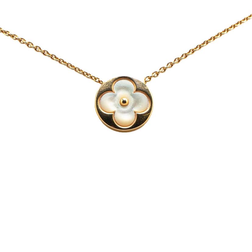 Louis Vuitton 18K Yellow Gold and Mother of Pearl Monogram Color Blossom Sun Necklace Gold Gold Good condition - Front View