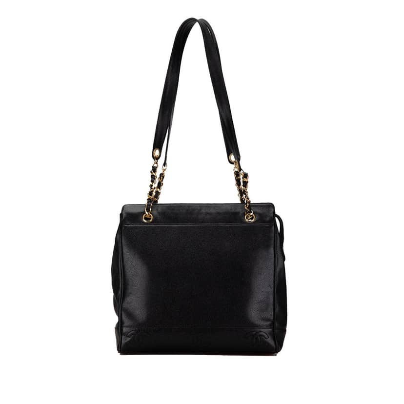 Chanel Triple CC Caviar Shoulder Bag Black Leather Very good condition - Front View