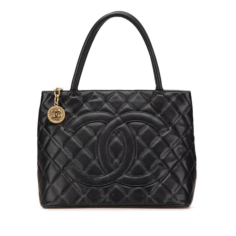 Chanel Caviar Medallion Tote Black Leather Good condition - Front View