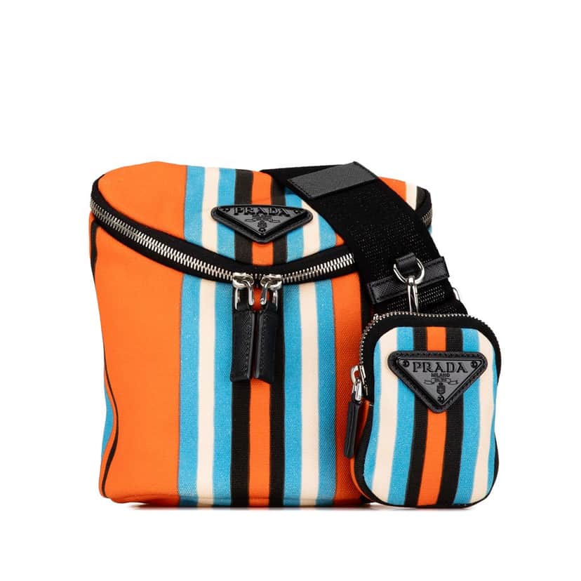 Prada Canapa Baiadera Crossbody Bag Orange Canvas Very good condition - Front View