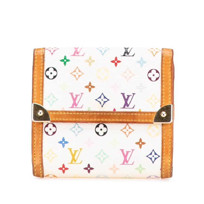 Louis Vuitton Monogram Multicolore Porte Monnaie Billets Wallet White Canvas Good condition - Front View