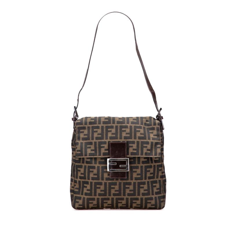 Fendi Zucca Canvas Shoulder Bag Brown Canvas Very good condition - Front View