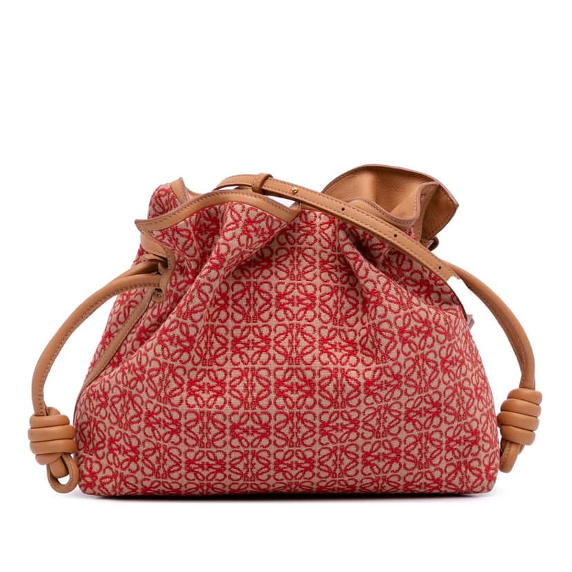Loewe Anagram Canvas Flamenco Knot Clutch Red Canvas Good condition - Front View