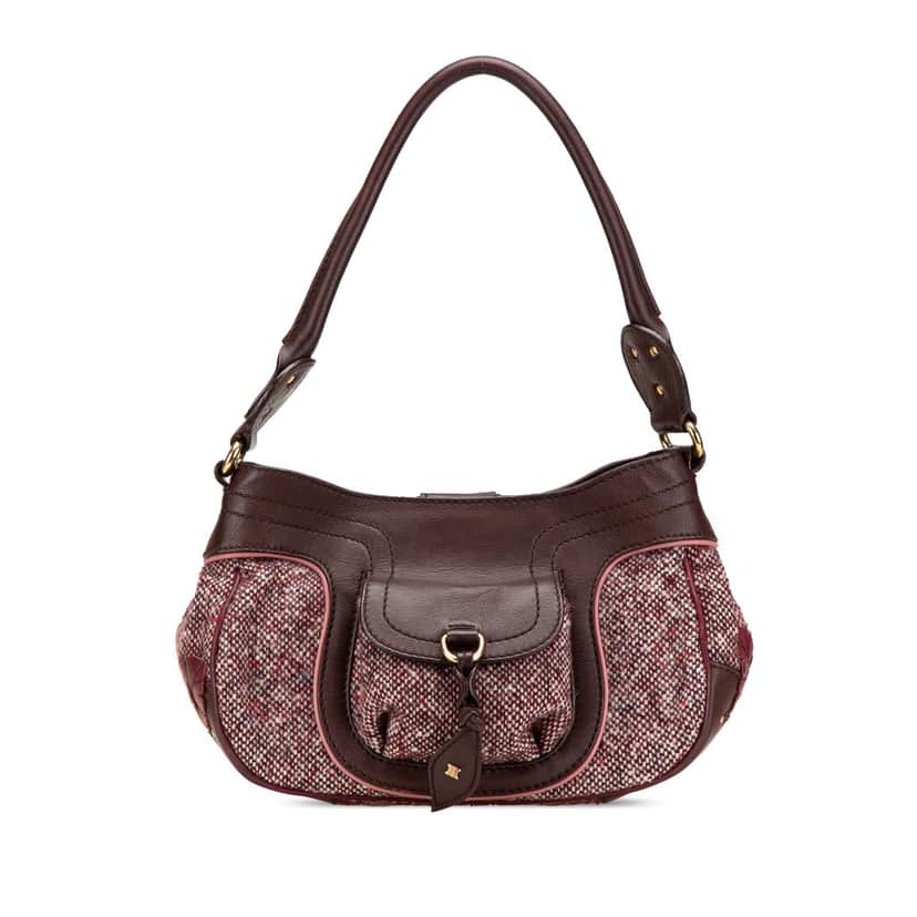 Celine Tweed Shoulder Bag Red Tweed Good condition - Front View